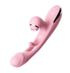 MizzZee - Red Heart Suction Slap Vibrator (Chargeable - Pink)